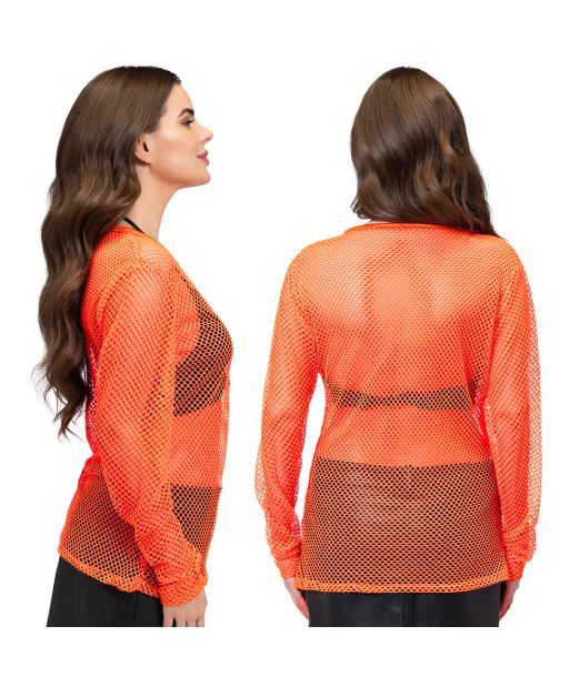 Flot neonorange netbluse til kvinder. 