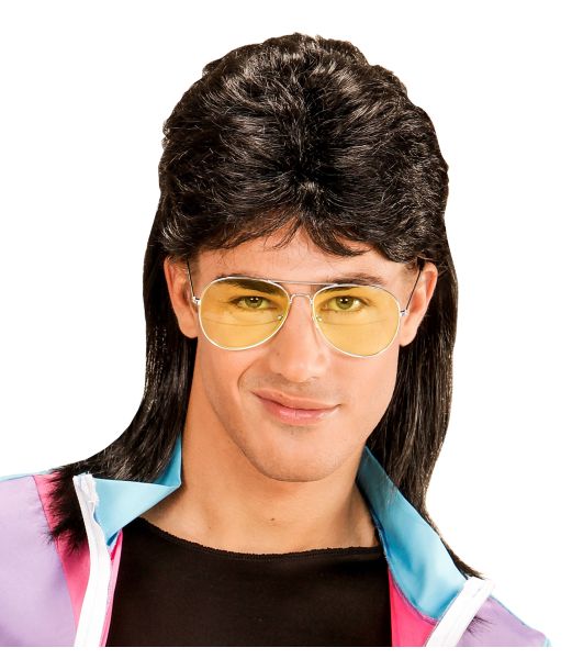 80er mullet, sort