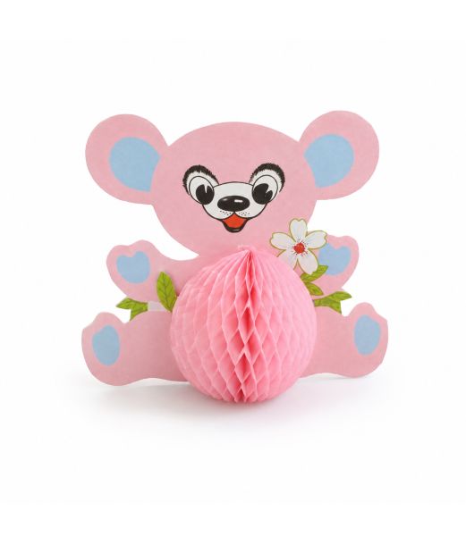 Bordpynt lyserød bamse 5 stk