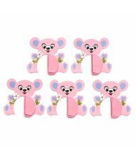 Bordpynt lyserød bamse 5 stk