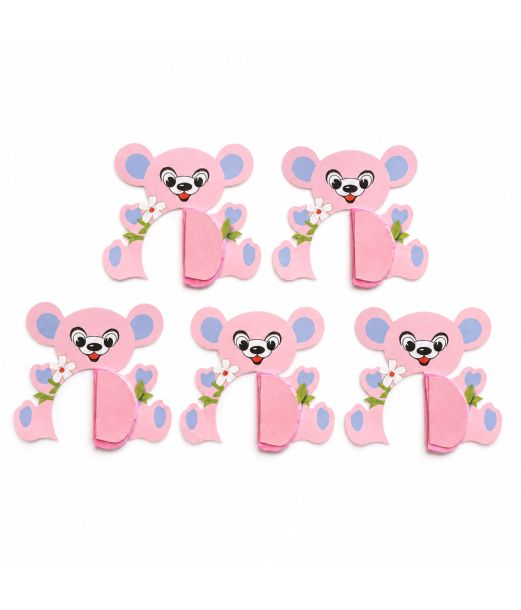 Bordpynt lyserød bamse 5 stk