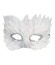 Hvid fjer halv maske