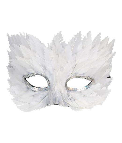 Hvid fjer halv maske