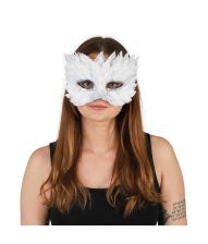 Hvid fjer halv maske