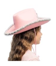 Rosa cowboyhatt med LED-ljus, barn