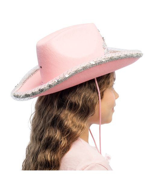 Rosa cowboyhatt med LED-ljus, barn