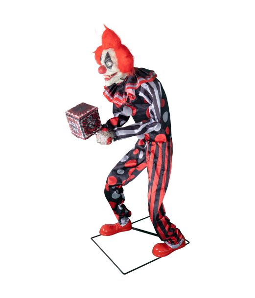 Läskig clown med speldosa, 175 cm.