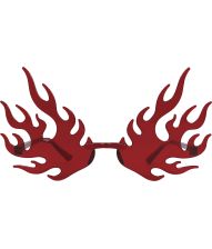 Röda glasögon med flammor