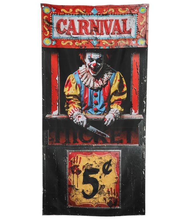 Dörrdekoration med ond clown.