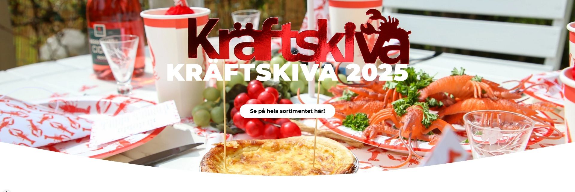 Kräftskiva servis och festdekorationer